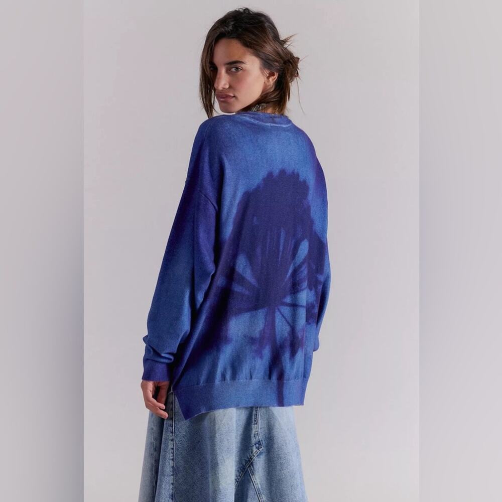 Free People We The Free Nouvelle Tie Dye Pullover Sweater Blue XS NEW